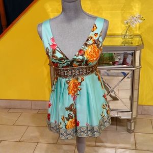 Forever 21 V neck Beaded waist peplum top